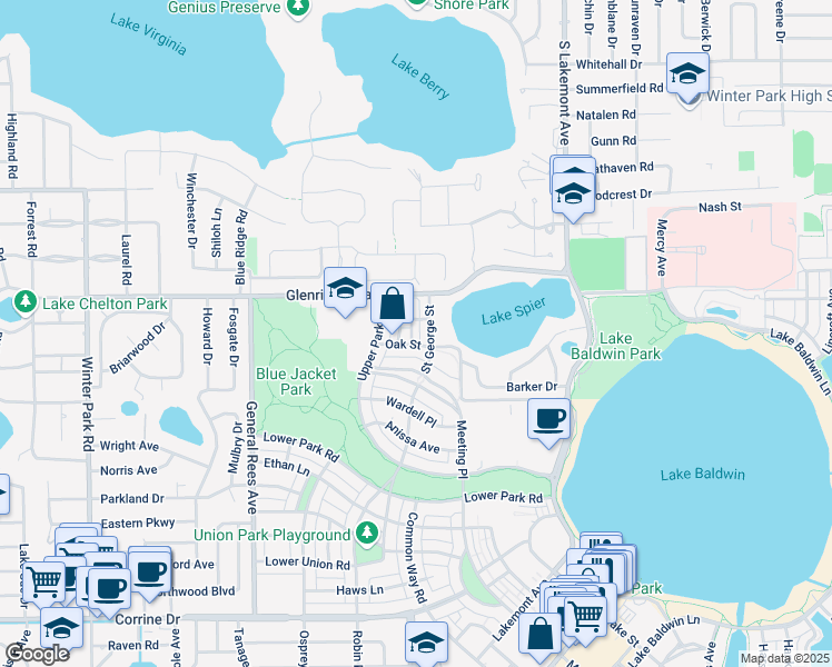 map of restaurants, bars, coffee shops, grocery stores, and more near 2841 Wilford Avenue in Orlando