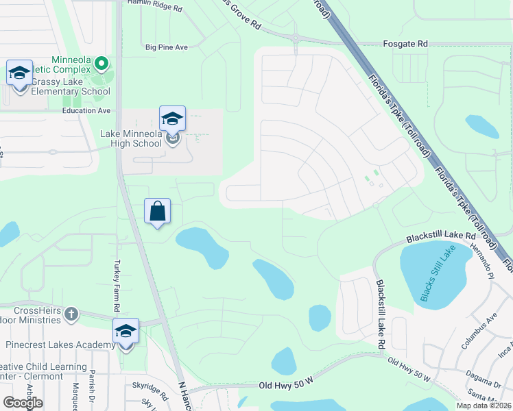 map of restaurants, bars, coffee shops, grocery stores, and more near 831 Zeek Ridge Court in Clermont