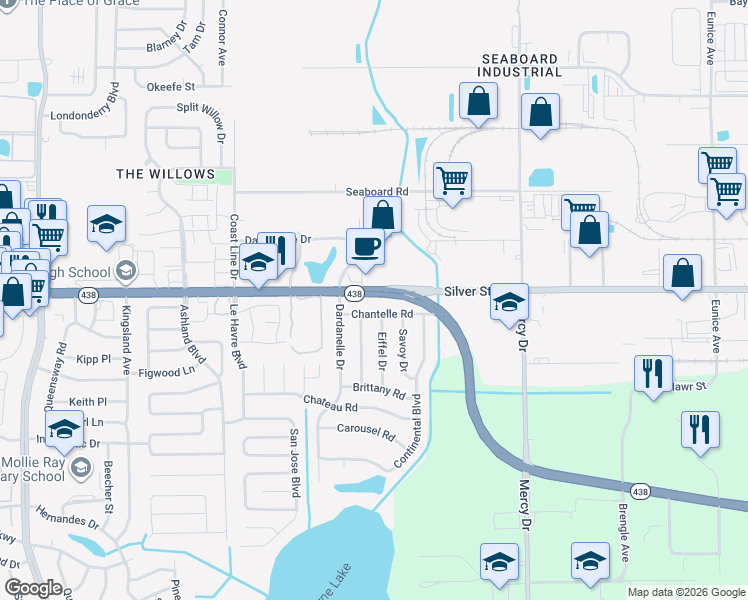 map of restaurants, bars, coffee shops, grocery stores, and more near 4048 West Princeton Street in Pine Hills
