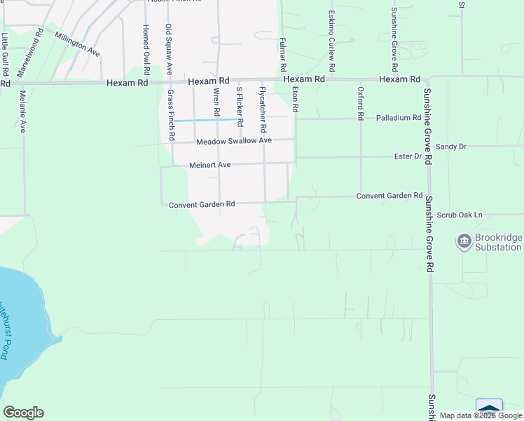 map of restaurants, bars, coffee shops, grocery stores, and more near 13048 Convent Garden Road in Brooksville