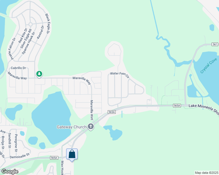 map of restaurants, bars, coffee shops, grocery stores, and more near 9613 Water Fern Circle in Clermont