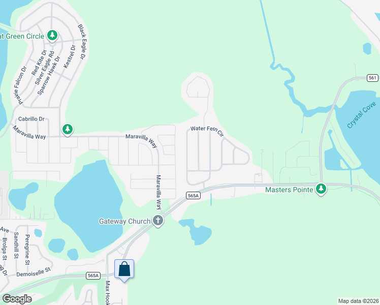 map of restaurants, bars, coffee shops, grocery stores, and more near 9613 Water Fern Circle in Clermont