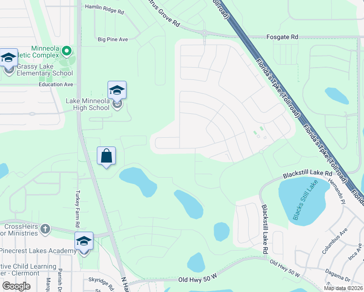 map of restaurants, bars, coffee shops, grocery stores, and more near 831 Zeek Ridge Court in Clermont