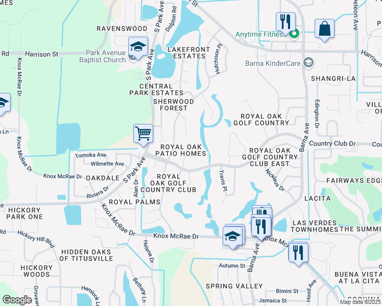 map of restaurants, bars, coffee shops, grocery stores, and more near 3274 Moe Norman Court in Titusville