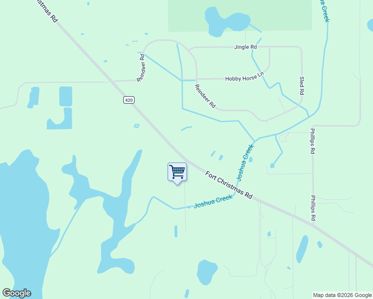 map of restaurants, bars, coffee shops, grocery stores, and more near 21351 Fort Christmas Road in Christmas