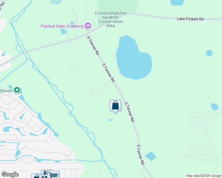 map of restaurants, bars, coffee shops, grocery stores, and more near 2618 South Tanner Road in Orlando