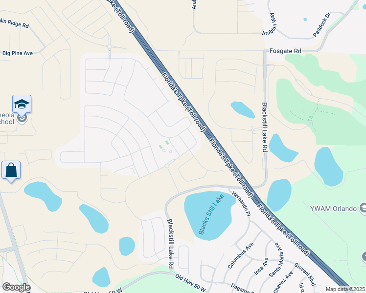 map of restaurants, bars, coffee shops, grocery stores, and more near 1010 Braewood Drive in Clermont