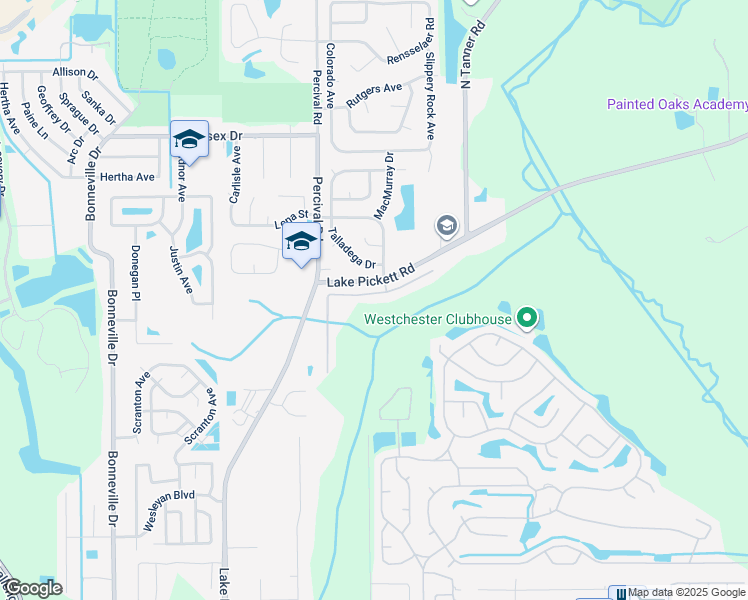 map of restaurants, bars, coffee shops, grocery stores, and more near 14138 Econ Woods Lane in Orlando