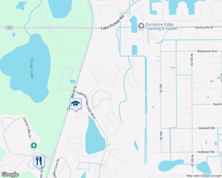 map of restaurants, bars, coffee shops, grocery stores, and more near 17212 Cypress Preserve Parkway in Orlando