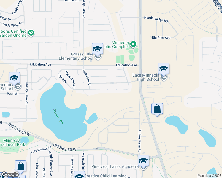 map of restaurants, bars, coffee shops, grocery stores, and more near 805 Jayhil Drive in Minneola