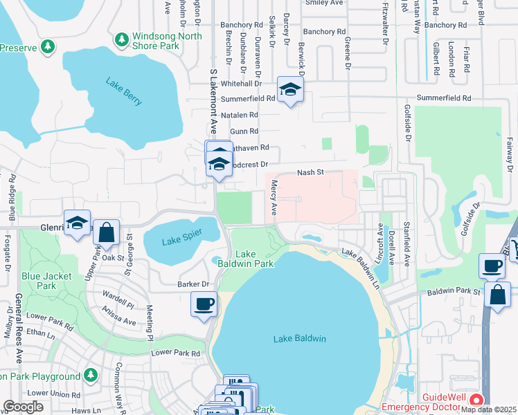 map of restaurants, bars, coffee shops, grocery stores, and more near 2001 Glenridge Way in Winter Park