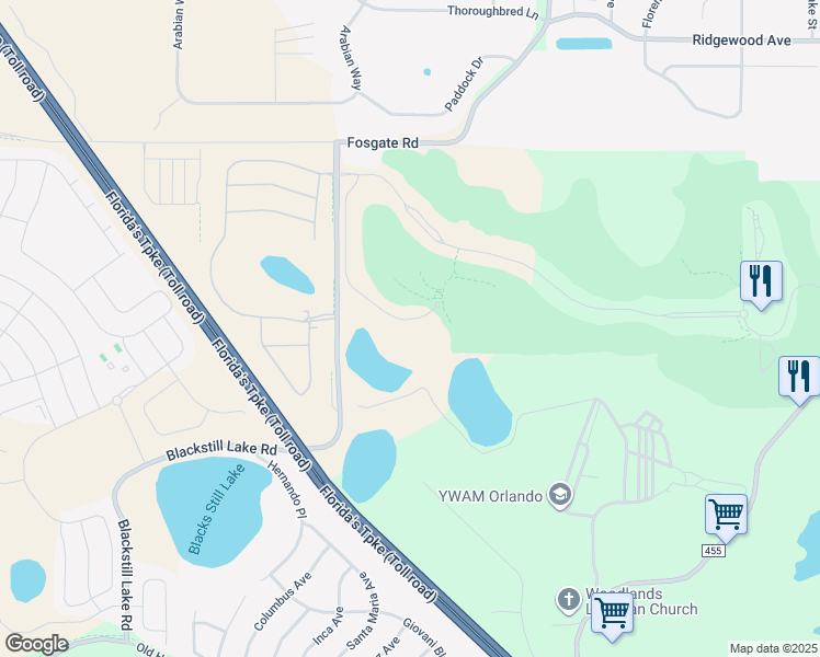 map of restaurants, bars, coffee shops, grocery stores, and more near 16029 Voltera Point in Montverde