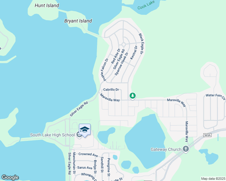 map of restaurants, bars, coffee shops, grocery stores, and more near 517 Cadiz Drive in Groveland