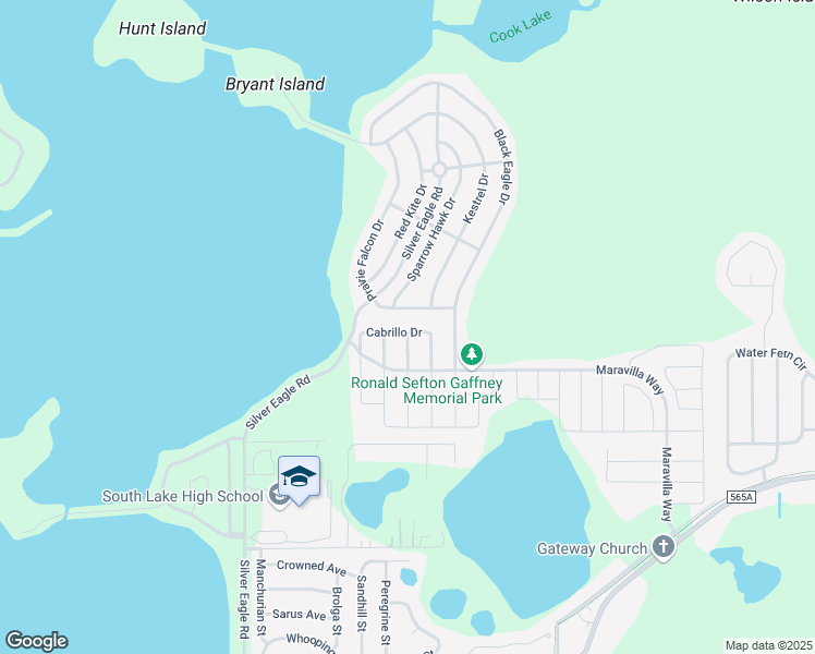 map of restaurants, bars, coffee shops, grocery stores, and more near 133 Cabrillo Drive in Groveland