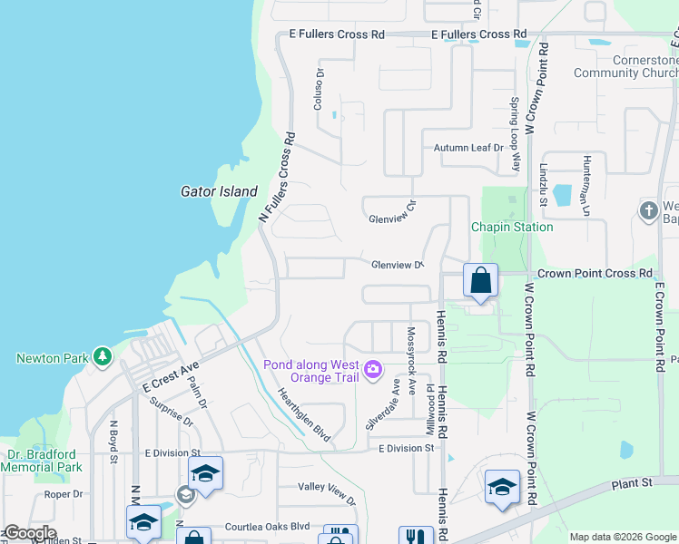 map of restaurants, bars, coffee shops, grocery stores, and more near 548 Garden Heights Drive in Winter Garden