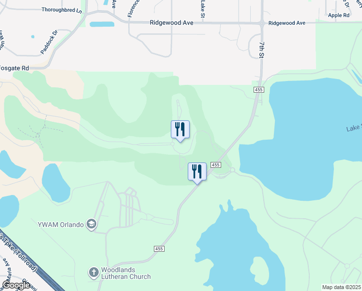 map of restaurants, bars, coffee shops, grocery stores, and more near 15920 County Road 455 in Montverde