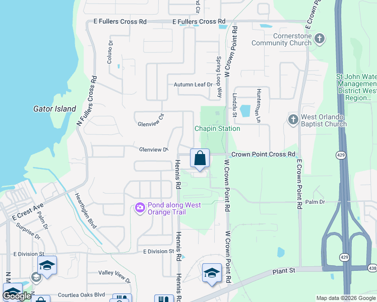 map of restaurants, bars, coffee shops, grocery stores, and more near 1007 Glenharbor Circle in Winter Garden