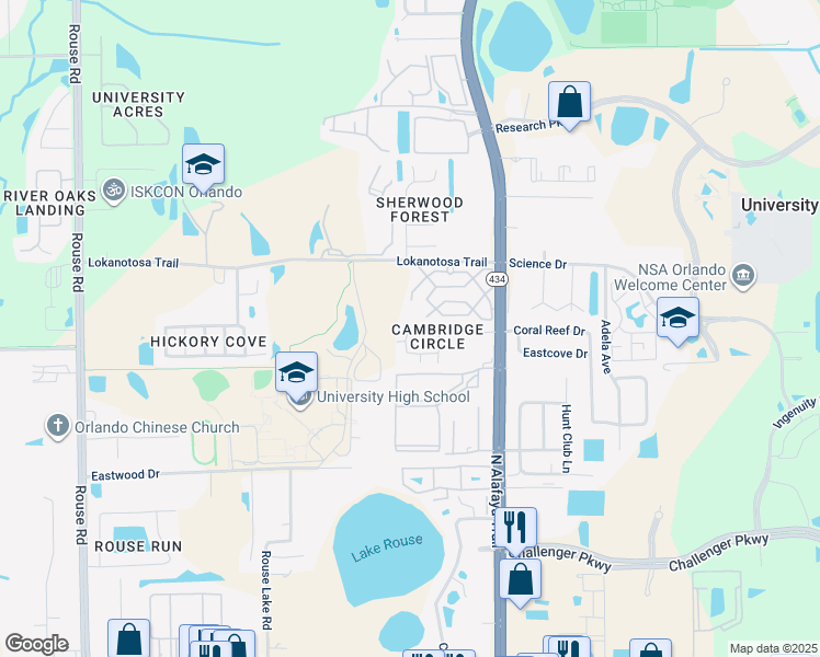 map of restaurants, bars, coffee shops, grocery stores, and more near 12000 Pepperdine Place in Orlando