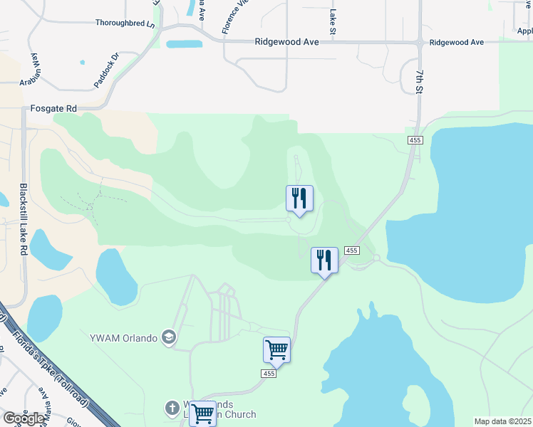 map of restaurants, bars, coffee shops, grocery stores, and more near 16255 Vetta Drive in Montverde