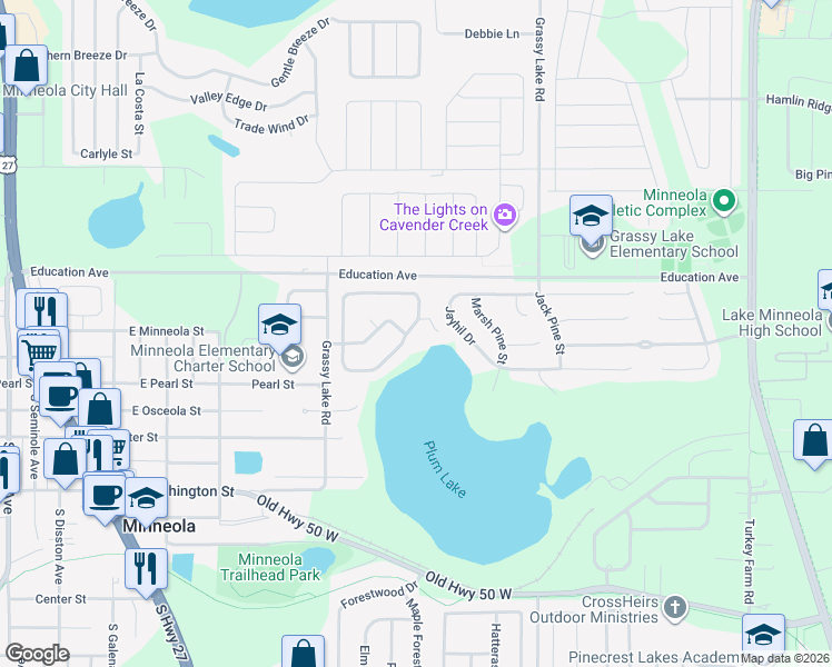 map of restaurants, bars, coffee shops, grocery stores, and more near 13145 Plum Lake Circle in Clermont