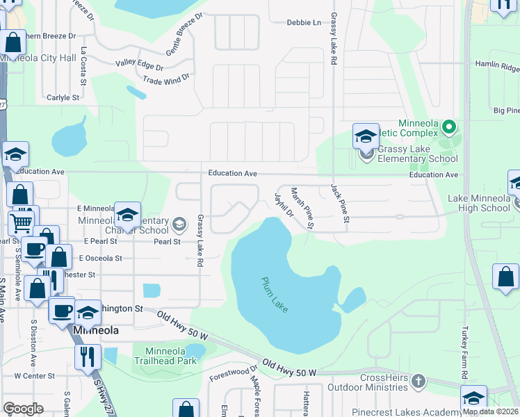map of restaurants, bars, coffee shops, grocery stores, and more near 13145 Plum Lake Circle in Clermont