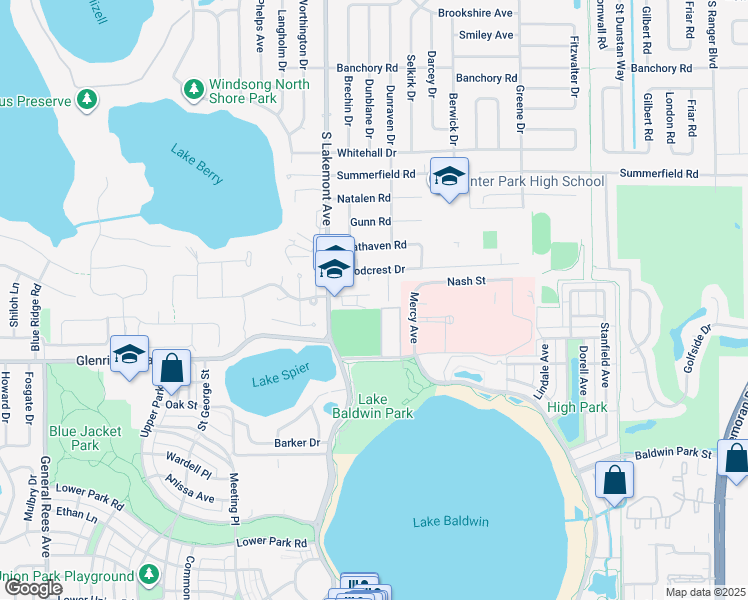 map of restaurants, bars, coffee shops, grocery stores, and more near 1321 Lindenwood Lane in Winter Park