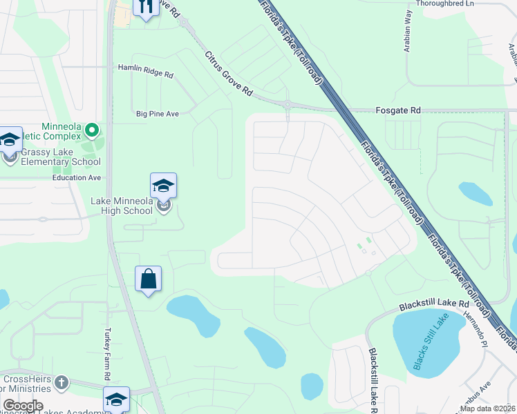 map of restaurants, bars, coffee shops, grocery stores, and more near 1122 Nathan Ridge Road in Clermont