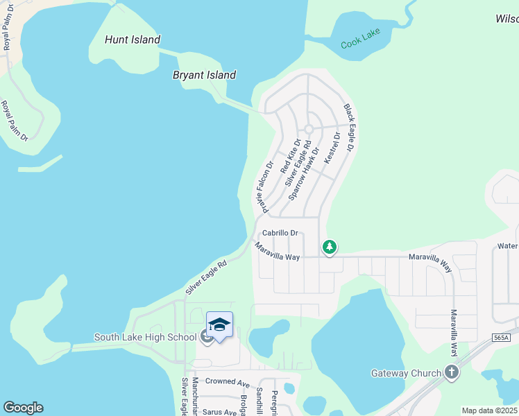 map of restaurants, bars, coffee shops, grocery stores, and more near 103 Prairie Falcon Drive in Groveland