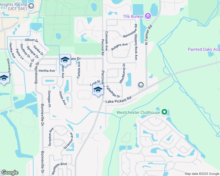 map of restaurants, bars, coffee shops, grocery stores, and more near 2659 Talladega Drive in Orlando