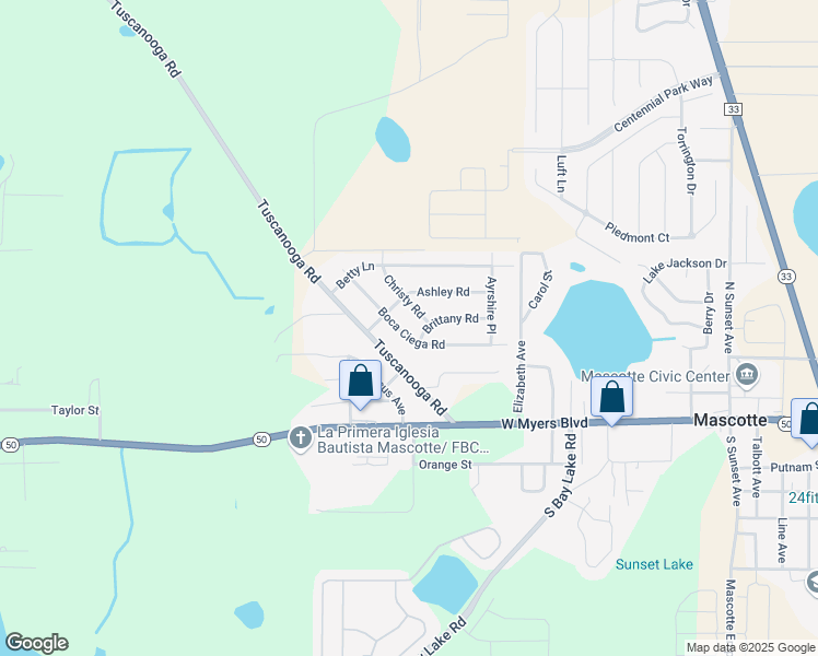 map of restaurants, bars, coffee shops, grocery stores, and more near 287 Boca Ciega Road in Mascotte