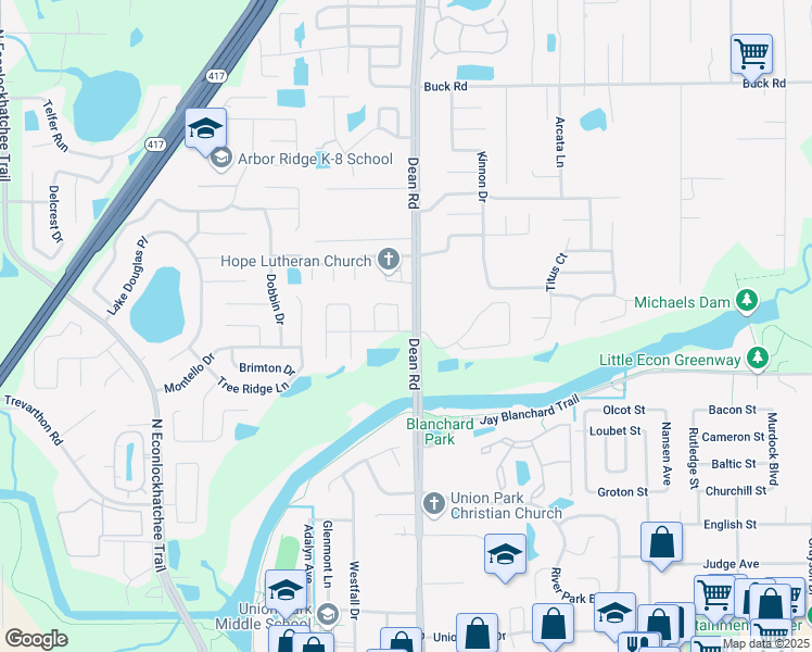 map of restaurants, bars, coffee shops, grocery stores, and more near 2523 Fabry Circle in Orlando