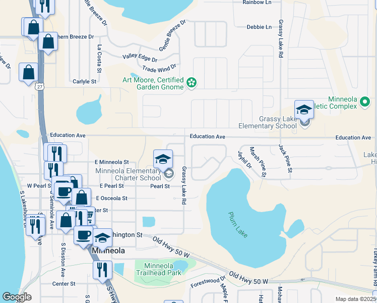 map of restaurants, bars, coffee shops, grocery stores, and more near 13025 Plum Lake Circle in Clermont