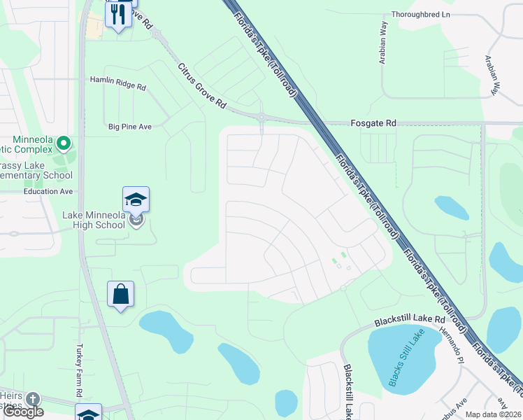 map of restaurants, bars, coffee shops, grocery stores, and more near 1101 Sadie Ridge Road in Clermont