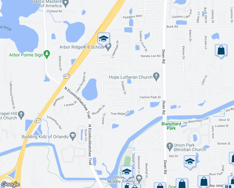 map of restaurants, bars, coffee shops, grocery stores, and more near 2541 Brampton Court in Orlando