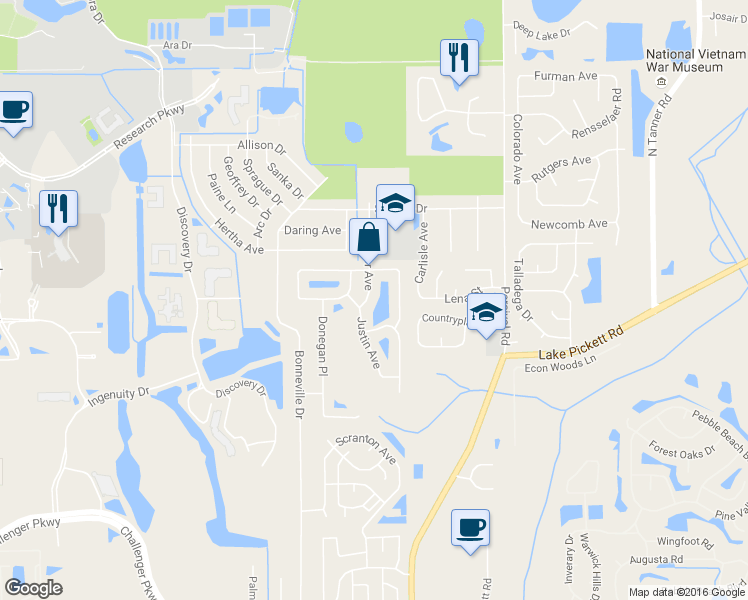 map of restaurants, bars, coffee shops, grocery stores, and more near 2430 Radnor Avenue in Orlando