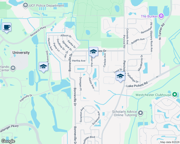 map of restaurants, bars, coffee shops, grocery stores, and more near 2430 Radnor Avenue in Orlando
