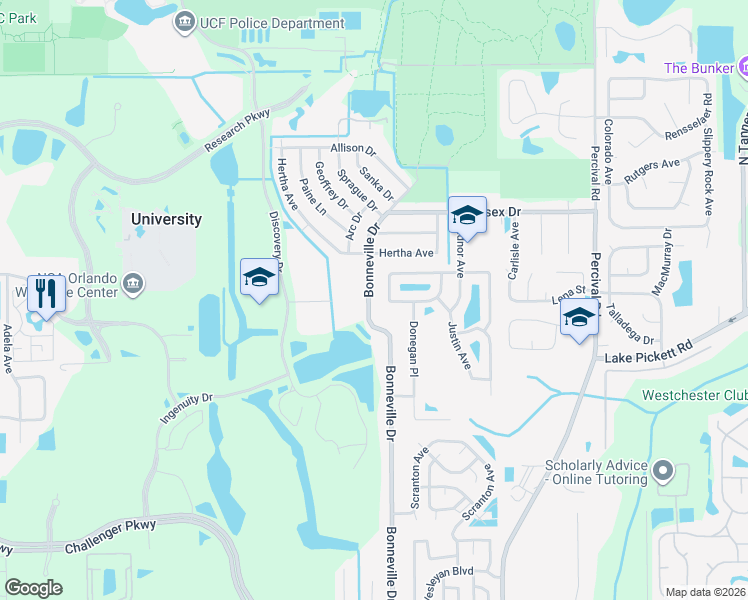 map of restaurants, bars, coffee shops, grocery stores, and more near 13639 Glasser Avenue in Orlando