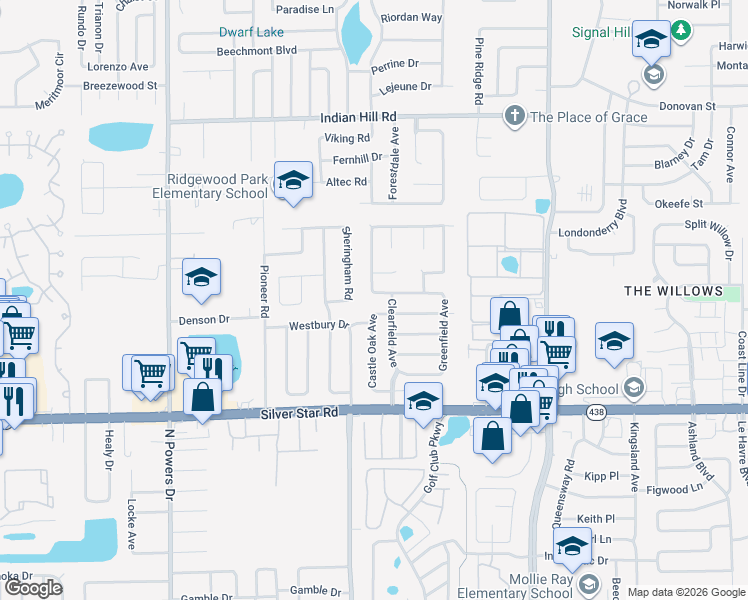 map of restaurants, bars, coffee shops, grocery stores, and more near 5627 Valley Oak Road in Orlando