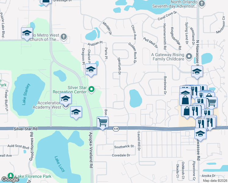 map of restaurants, bars, coffee shops, grocery stores, and more near 7606 Jarvis Court in Orlando