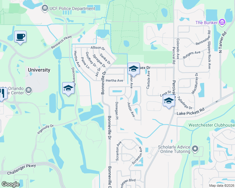 map of restaurants, bars, coffee shops, grocery stores, and more near 13536 Glasser Avenue in Orlando