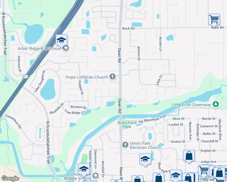 map of restaurants, bars, coffee shops, grocery stores, and more near 2531 Fabry Circle in Orlando