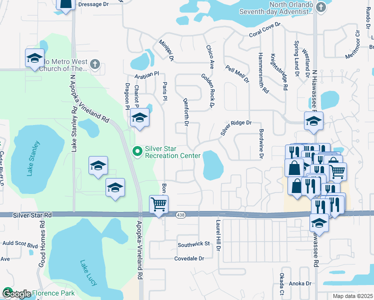 map of restaurants, bars, coffee shops, grocery stores, and more near 7606 Jarvis Court in Orlando