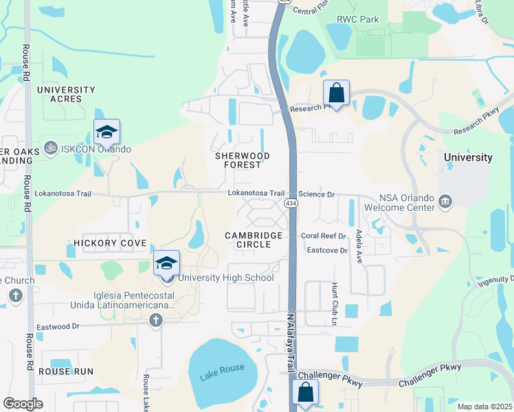 map of restaurants, bars, coffee shops, grocery stores, and more near 12039 Red Ibis Lane in Orlando