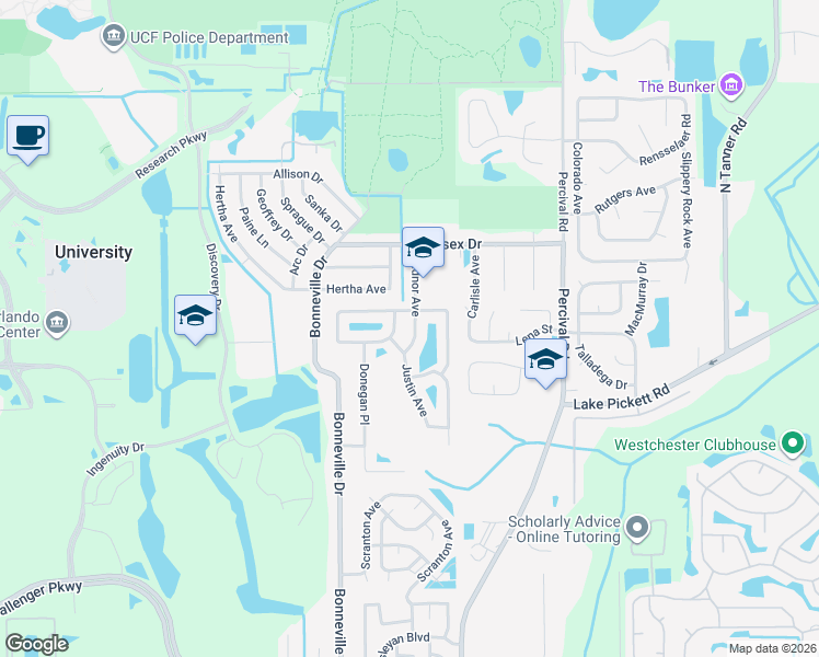 map of restaurants, bars, coffee shops, grocery stores, and more near 2430 Radnor Avenue in Orlando