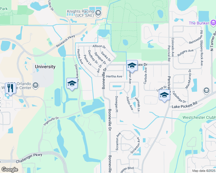 map of restaurants, bars, coffee shops, grocery stores, and more near 13639 Glasser Avenue in Orlando