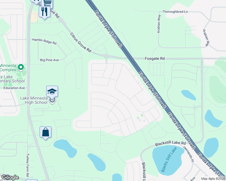 map of restaurants, bars, coffee shops, grocery stores, and more near 1162 Esperanza Ridge Road in Montverde