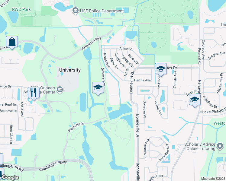 map of restaurants, bars, coffee shops, grocery stores, and more near in Alafaya