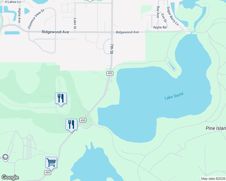 map of restaurants, bars, coffee shops, grocery stores, and more near 16300 County Road 455 in Montverde