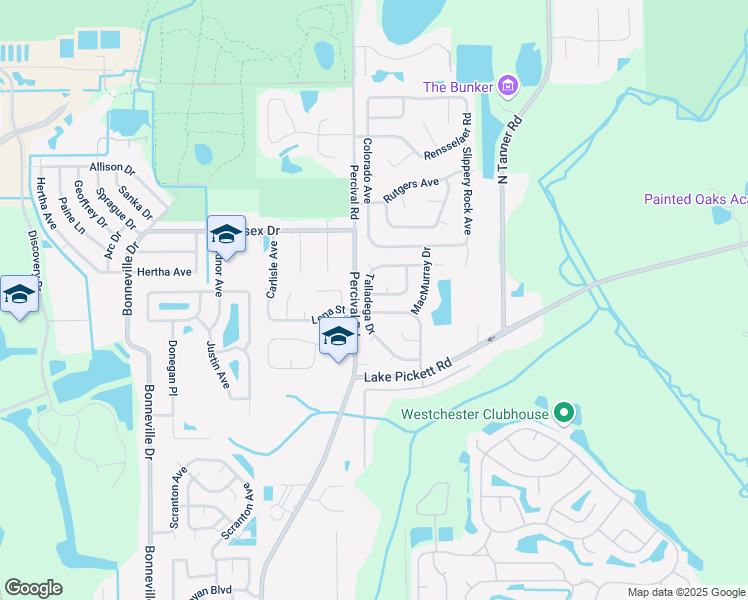 map of restaurants, bars, coffee shops, grocery stores, and more near 14002 Ithaca Way in Orlando