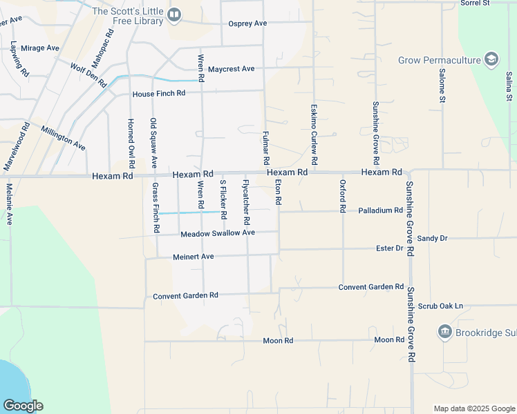 map of restaurants, bars, coffee shops, grocery stores, and more near 10480 Flycatcher Road in Brooksville